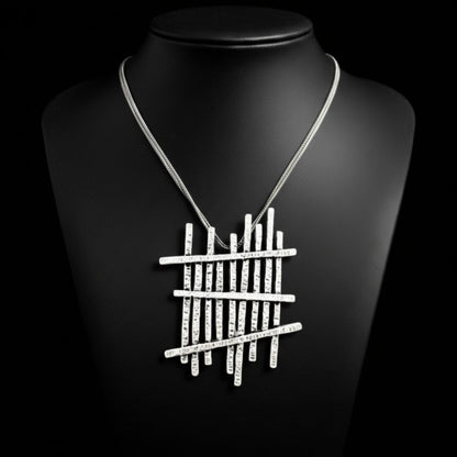 Collar Zamak Colgante Rejilla Geométrica Largo Ajustable Unisex Joyeria Osnor Zamak