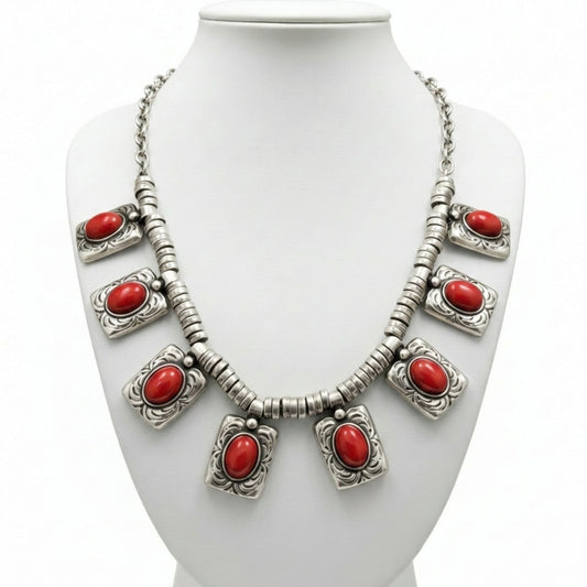Collar gargantilla Zamak coral hipoalergenico Joyeria Osnor Zamak