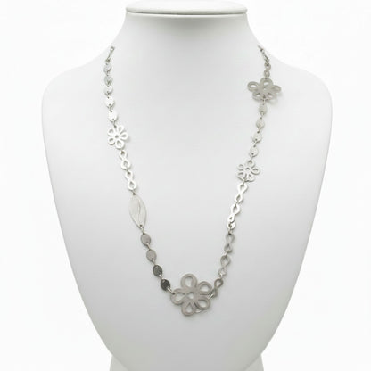 Collar largo de zamak mujer hipoalergénico con trébol e infinito- Joyería Osnor Zamak