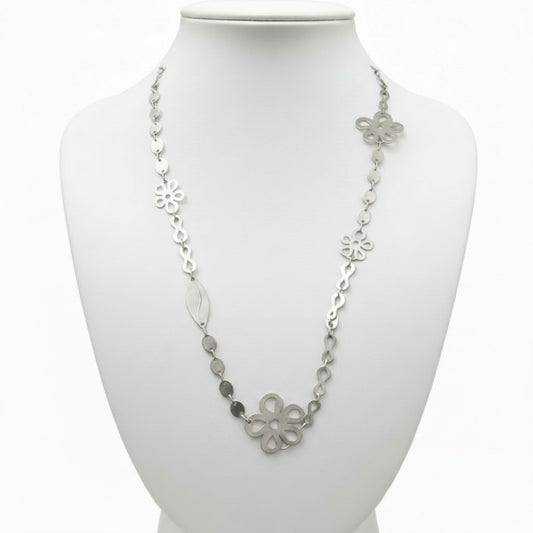 Collar largo de zamak mujer hipoalergénico con trébol e infinito- Joyería Osnor Zamak