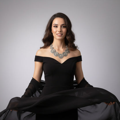 Collar Zamak medallones plateados hipoalergénico mujer
