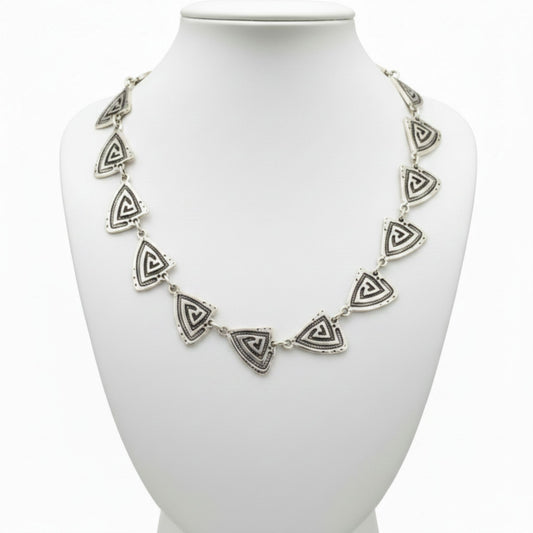 collar zamak mujer plateado triángulos geométricos ajustable 45cm - Joyería Osnor Zamak