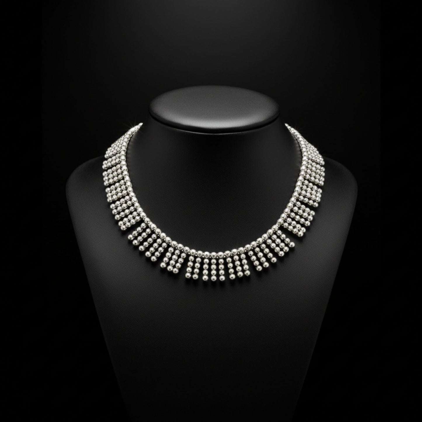 Collar de zamak plateado con flecos en cascada - Gargantilla - Joyería Osnor
