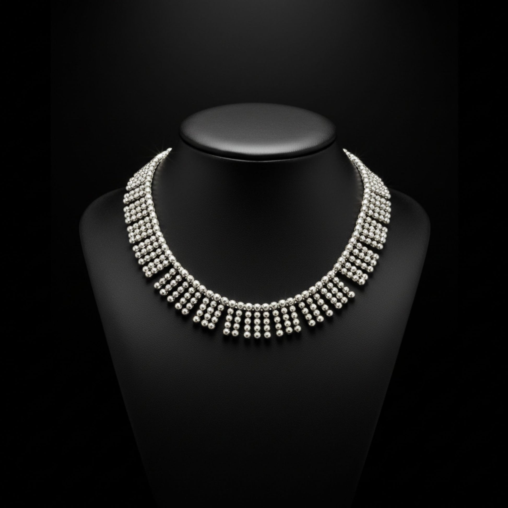 Collar de zamak plateado con flecos en cascada - Gargantilla - Joyería Osnor
