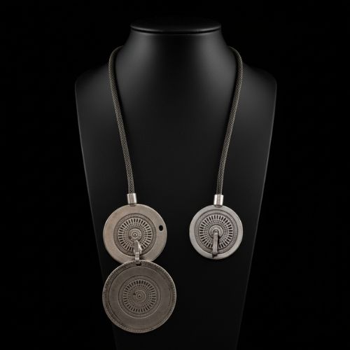 Collar Zamak Unisex Medallones Tribales - vista trasera, Joyeria Osnor Zamak