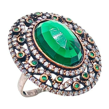 ANILLO PLATA ACABADO EN PLATEADO PIEDRAS NATURALES Y CIRCONITAS