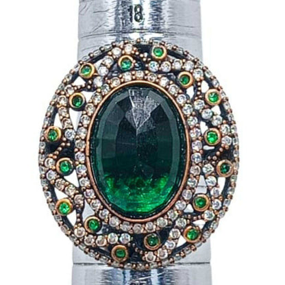 ANILLO PLATA ACABADO EN PLATEADO PIEDRAS NATURALES Y CIRCONITAS