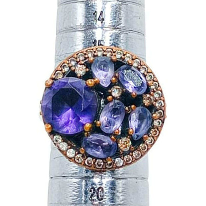 ANILLO PLATA Y BRONCE ACABADO EN PLATEADO PIEDRAS NATURALES Y CIRCONITAS