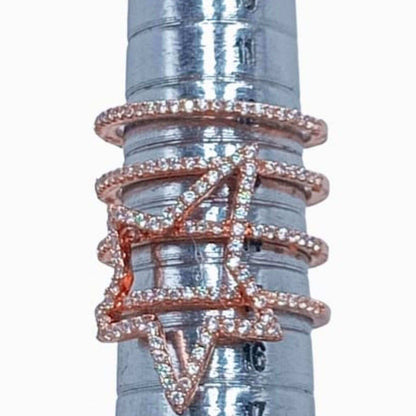 ANILLO PLATA ACABADO EN ROSA Y CIRCONITAS