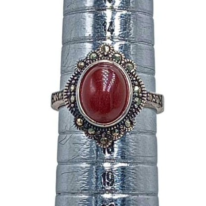 ANILLO PLATA ACABADO EN PLATEADO Y PIEDRA NATURAL