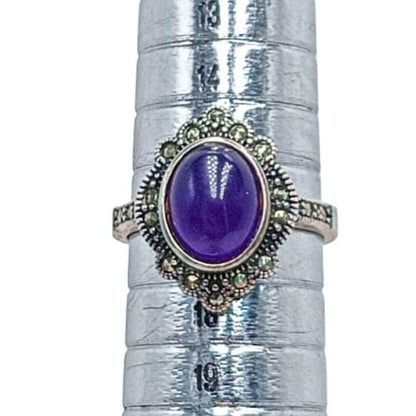 ANILLO PLATA ACABADO EN PLATEADO Y PIEDRA NATURAL