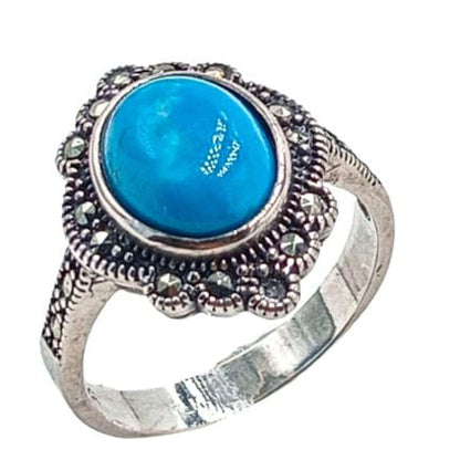 ANILLO PLATA ACABADO EN PLATEADO Y PIEDRA NATURAL