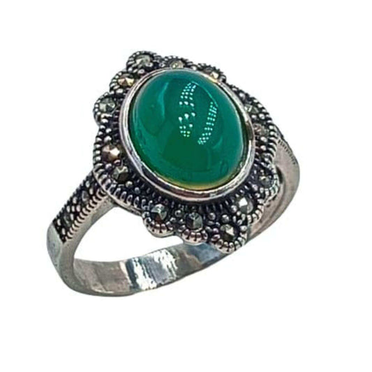 SILVER RING WITH SILVER FINISH AND NATURAL STONE