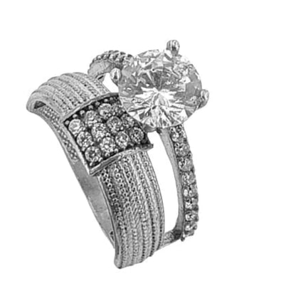 SOLITARIO  PLATA ACABADO EN RODIO Y CIRCONITAS