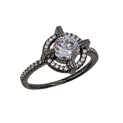 SOLITARIO PLATA ACABADO EN RUTENIO NEGRO Y CIRCONITAS