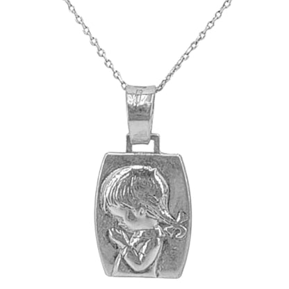 MEDALLA VIRGEN NIÑA PLATA ACABADO PLATEADO