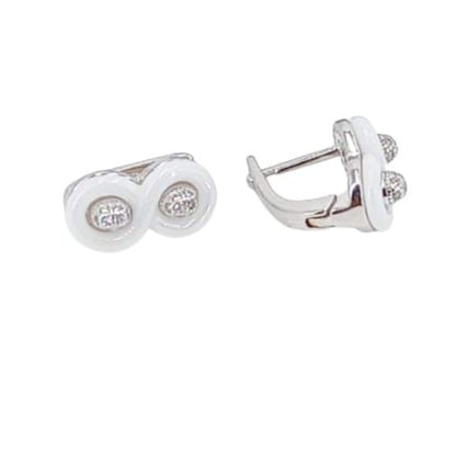 PENDIENTES PLATA ACABADO EN RODIO ,CERAMICA BLANCA Y CIRCONITAS