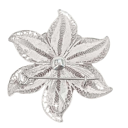 BROCHE PLATA ACABADO EN PLATEADO CALADO LISO