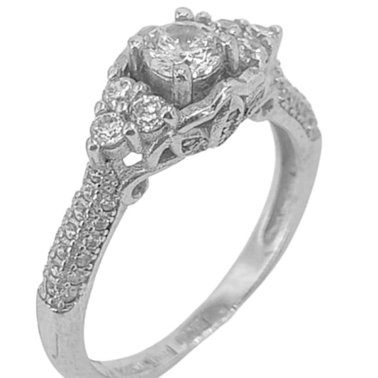SILVER RING WITH RHODIUM FINISH AND ZIRCONIAS