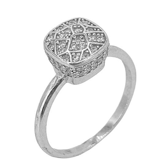 SILVER RING WITH RHODIUM FINISH AND ZIRCONIAS