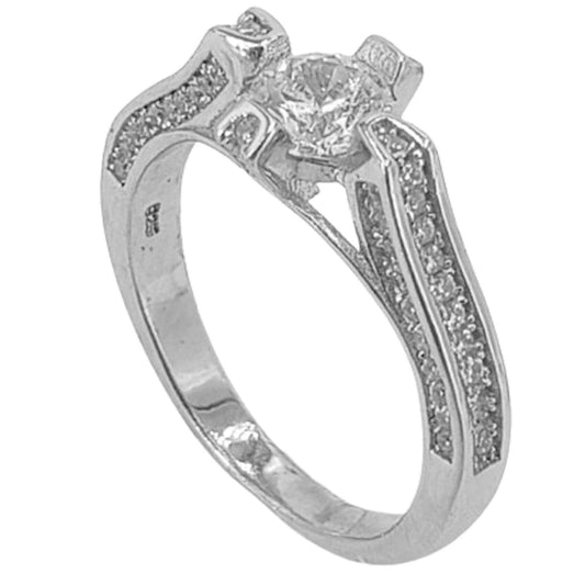 SOLITAIRE SILVER RHODIUM FINISH AND ZIRCONIAS