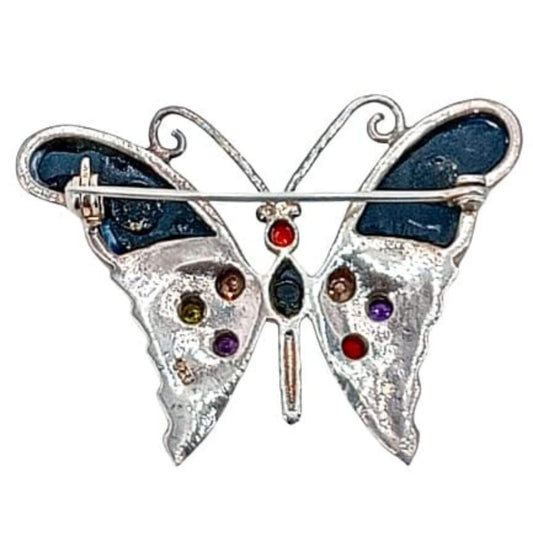 SILVER BROOCH WITH SILVER FINISH AND NATURAL STONES