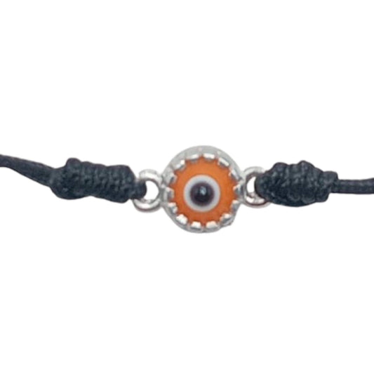 SILVER BRACELET WITH DOUBLE BLACK THREAD