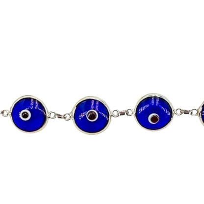 PULSERA PLATA ACABADO PLATEADO Y OJO TURCO CRISTAL
