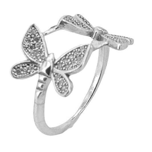 SILVER RING WITH RHODIUM FINISH AND ZIRCONIAS