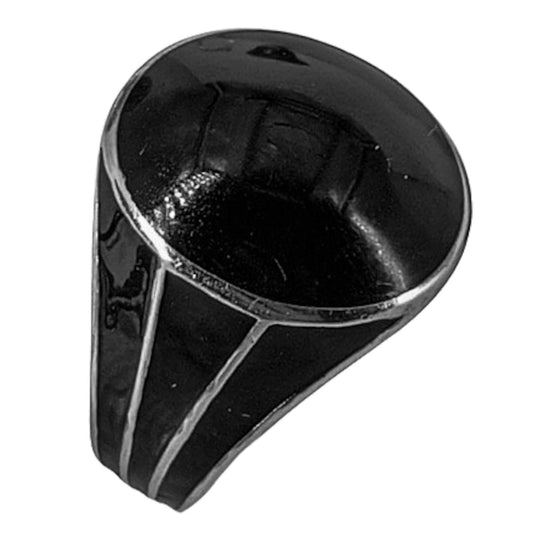 SILVER SEAL RHODIUM FINISH BLACK STONE