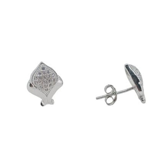 SILVER EARRINGS WITH RHODIUM FINISH, PRESSURE CLOSURE AND ZIRCONIAS
