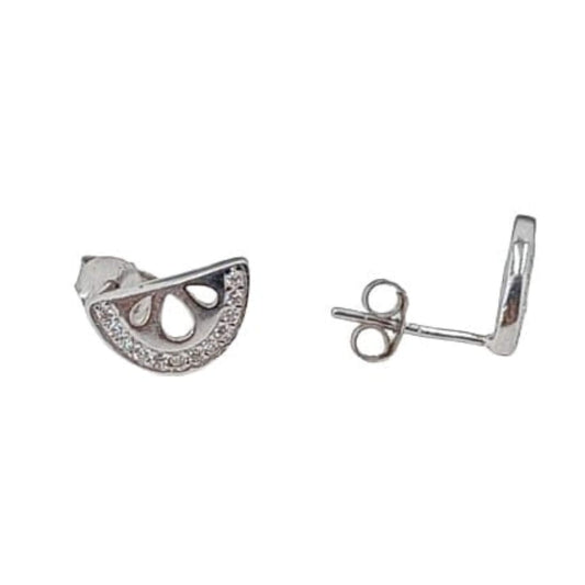 SILVER EARRINGS WITH PRESSURE CLOSURE, RHODIUM FINISH AND ZIRCONIAS