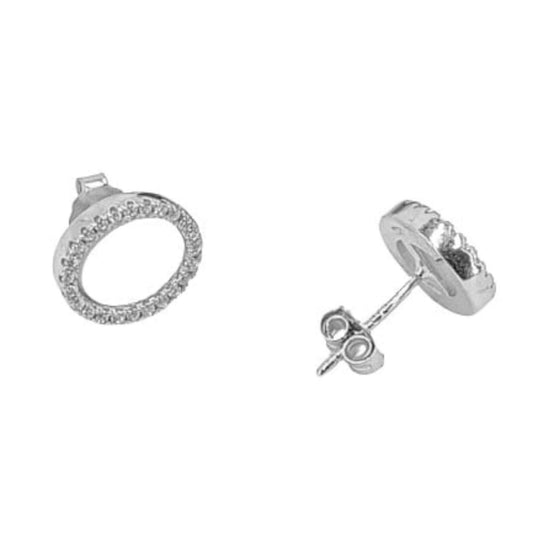 SILVER EARRINGS WITH RHODIUM FINISH, MOTHER OF PEARL, PRESSURE CLOSURE AND ZIRCONIAS
