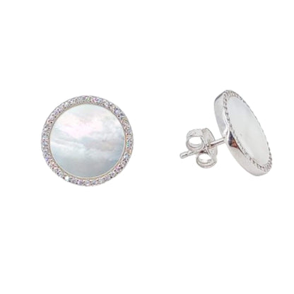 PENDIENTES PLATA ACABADO EN RODIO ,NACAR Y CIRCONITAS