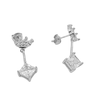 PENDIENTES PLATA ACABADO EN RODIO CIERRE PRESION Y CIRCONITAS