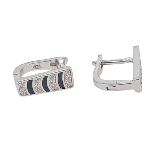 SILVER EARRINGS WITH RHODIUM AND ENAMEL FINISH, ZIRCONIAS