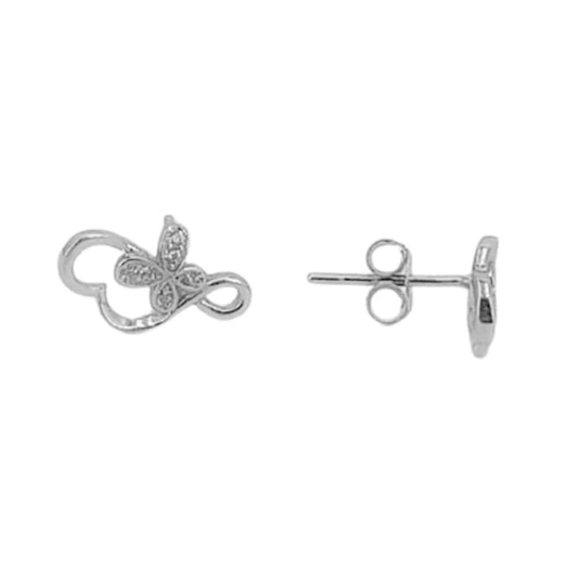 SILVER EARRINGS WITH RHODIUM FINISH, PRESSURE CLOSURE AND ZIRCONIAS