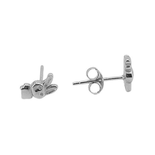 SILVER EARRINGS WITH RHODIUM FINISH, SMOOTH PUSH-BACK CLOSURE