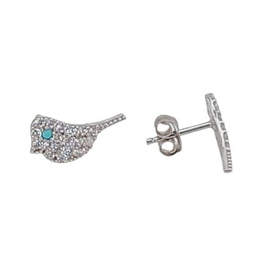 SILVER EARRINGS WITH RHODIUM FINISH, PRESSURE CLOSURE AND ZIRCONIAS