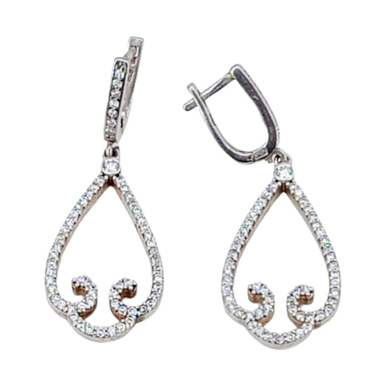 SILVER EARRINGS WITH RHODIUM FINISH AND ZIRCONIAS