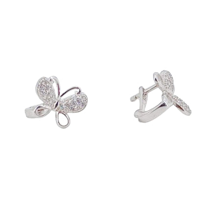 PENDIENTES PLATA MARIPOSA ACABADO EN RODIO Y CIRCONITAS