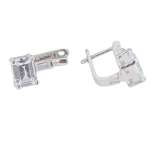 SILVER EARRINGS WITH RHODIUM FINISH AND ZIRCONIAS