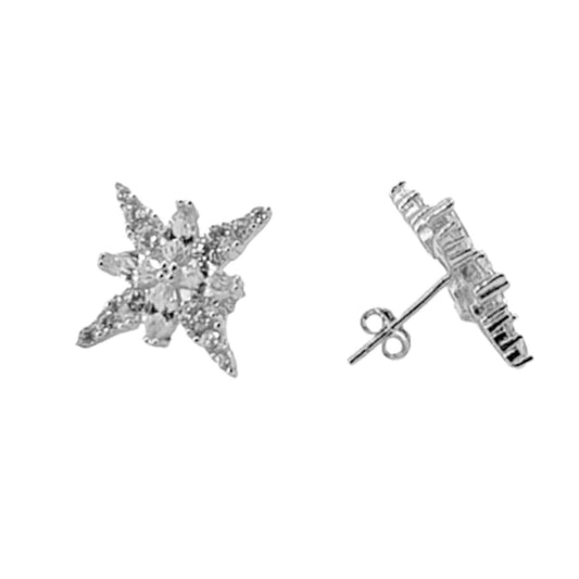 SILVER EARRINGS WITH RHODIUM FINISH, PRESSURE CLOSURE AND ZIRCONIAS