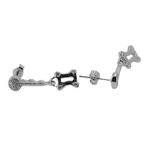 SILVER EARRINGS WITH RHODIUM FINISH, PRESSURE CLOSURE AND ZIRCONIAS