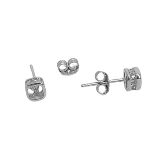 SILVER EARRINGS WITH RHODIUM FINISH, PRESSURE CLOSURE AND ZIRCONIAS