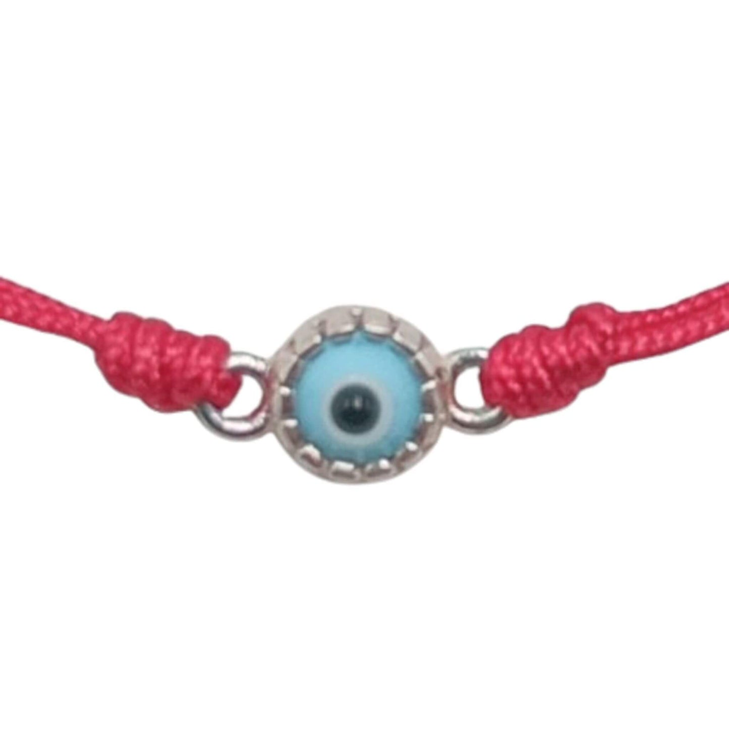 PULSERA HILO Y PLATA OJO TURCO ACABADO EN PLATEADO