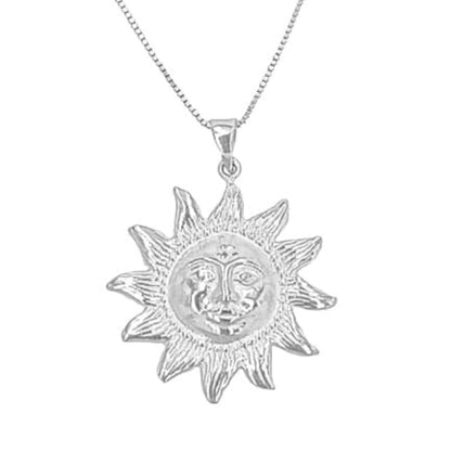 COLGANTE SOL PLATA ACABADO EN PLATEADO LABRADO BRILLO