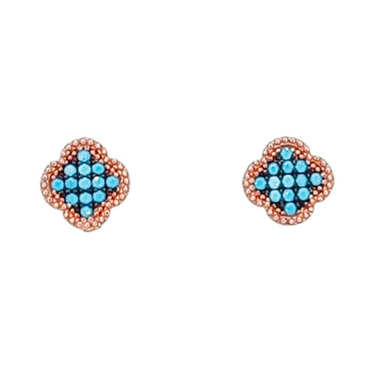 PENDIENTES PLATA ACABADO EN ROSA CIERRE PRESION Y TURQUESA