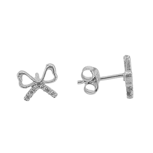 SILVER EARRINGS WITH RHODIUM FINISH, PRESSURE CLOSURE AND ZIRCONIAS
