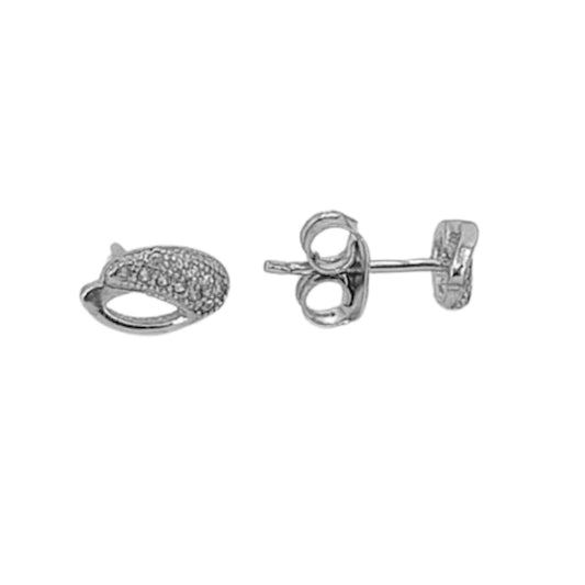 SILVER EARRINGS WITH RHODIUM FINISH, PRESSURE CLOSURE AND ZIRCONIAS